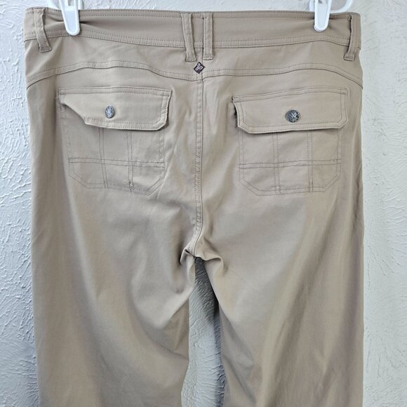Prana Hiking Pants Womens 14 UPF 50+ Tan Straight Leg Adjustable Outdoor Utility - Picture 6 of 12